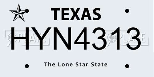 HYN4313 Texas License Plate