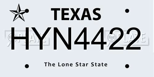 HYN4422 Texas License Plate