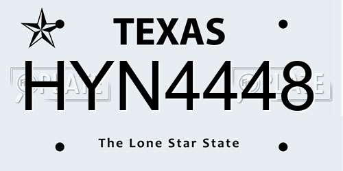 HYN4448 Texas License Plate
