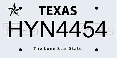 HYN4454 Texas License Plate