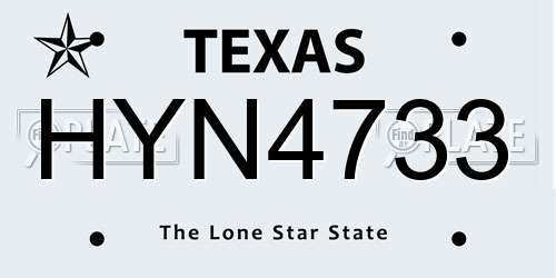 HYN4733 Texas License Plate