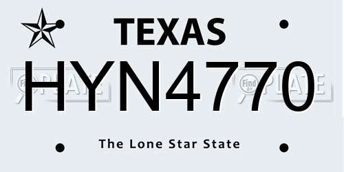 HYN4770 Texas License Plate