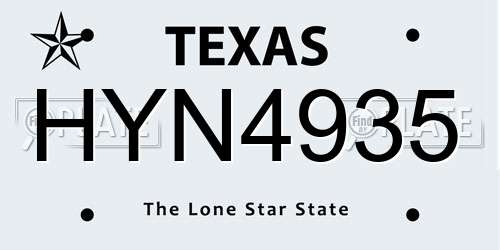 HYN4935 Texas License Plate