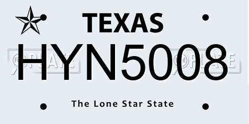 HYN5008 Texas License Plate