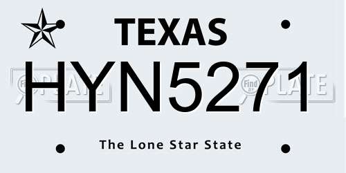 HYN5271 Texas License Plate