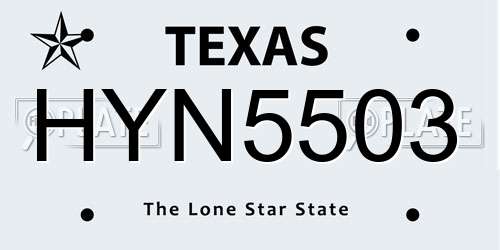 HYN5503 Texas License Plate