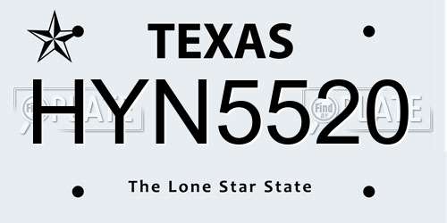 HYN5520 Texas License Plate
