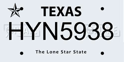 HYN5938 Texas License Plate