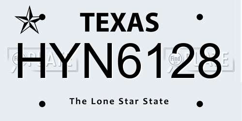 HYN6128 Texas License Plate