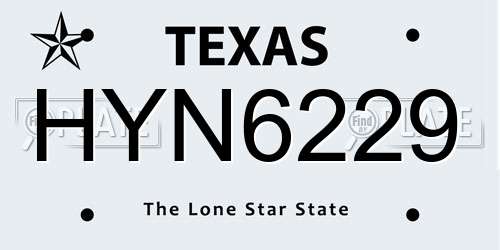 HYN6229 Texas License Plate