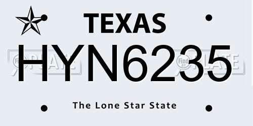 HYN6235 Texas License Plate