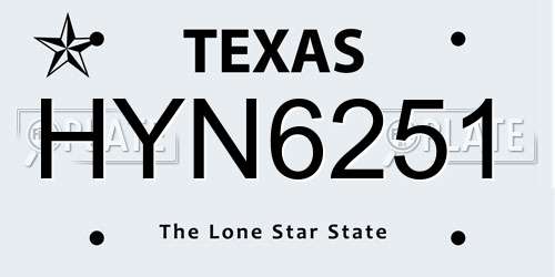 HYN6251 Texas License Plate