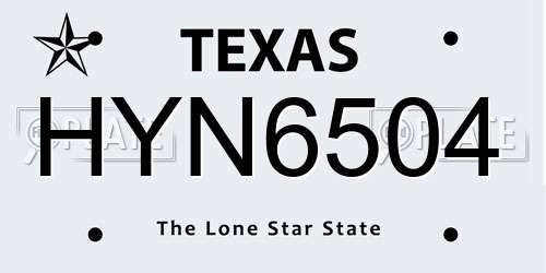 HYN6504 Texas License Plate