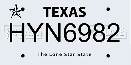 HYN6982 Texas License Plate