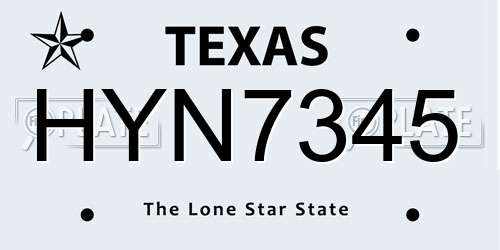 HYN7345 Texas License Plate