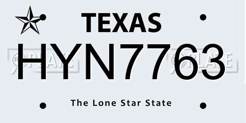 HYN7763 Texas License Plate