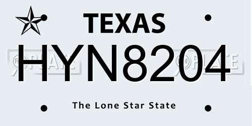 HYN8204 Texas License Plate