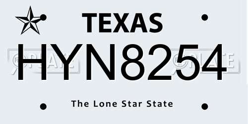 HYN8254 Texas License Plate