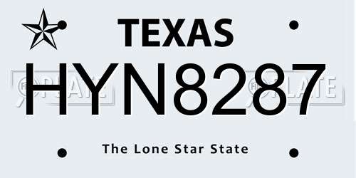 HYN8287 Texas License Plate