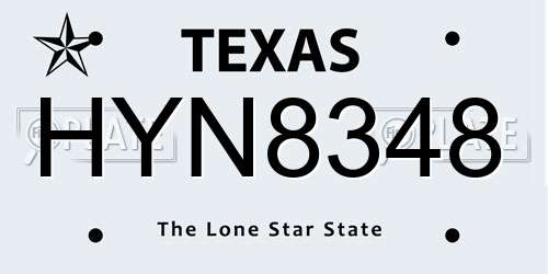 HYN8348 Texas License Plate