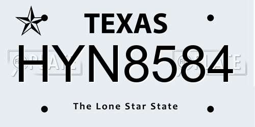 HYN8584 Texas License Plate