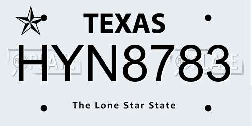 HYN8783 Texas License Plate