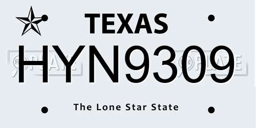 HYN9309 Texas License Plate