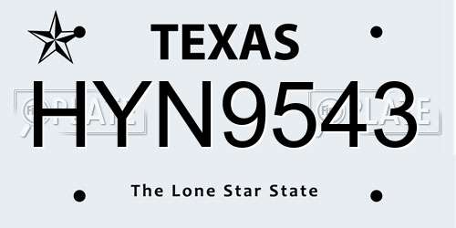 HYN9543 Texas License Plate