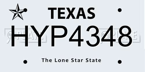 HYP4348 Texas License Plate