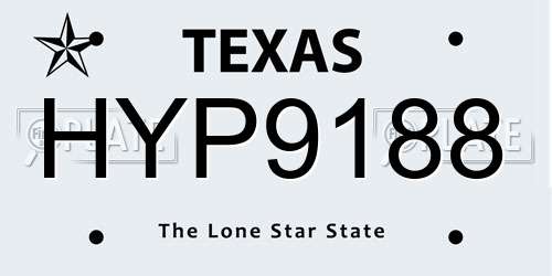HYP9188 Texas License Plate
