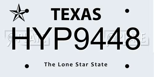 HYP9448 Texas License Plate