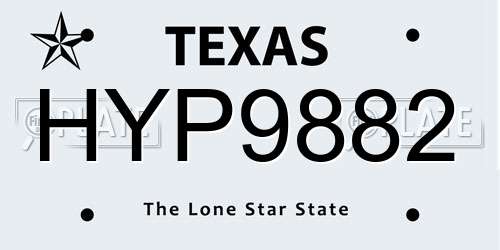 HYP9882 Texas License Plate