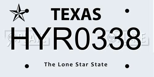 HYR0338 Texas License Plate
