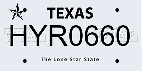HYR0660 Texas License Plate