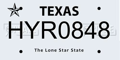 HYR0848 Texas License Plate