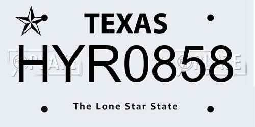 HYR0858 Texas License Plate