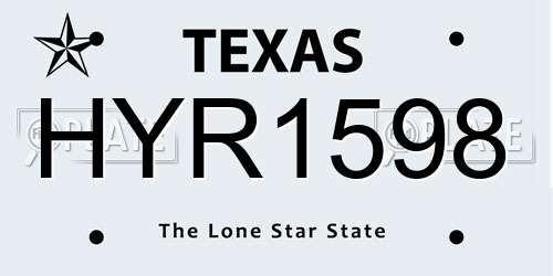 HYR1598 Texas License Plate