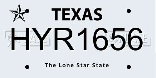 HYR1656 Texas License Plate