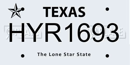 HYR1693 Texas License Plate
