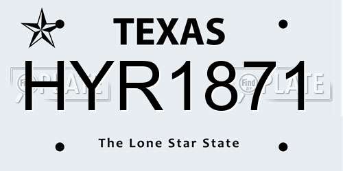 HYR1871 Texas License Plate