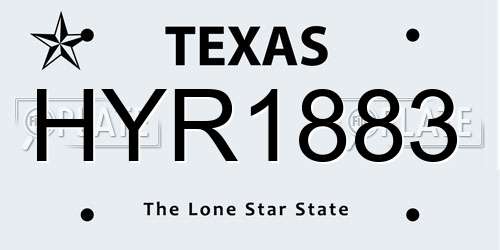 HYR1883 Texas License Plate