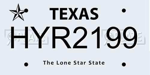HYR2199 Texas License Plate