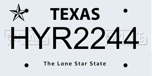 HYR2244 Texas License Plate