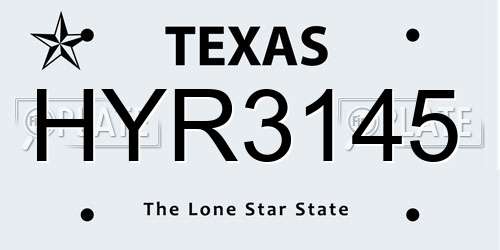 HYR3145 Texas License Plate