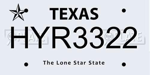 HYR3322 Texas License Plate