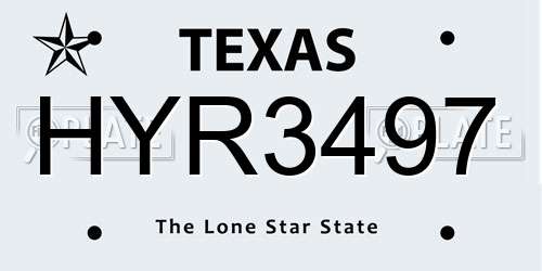 HYR3497 Texas License Plate