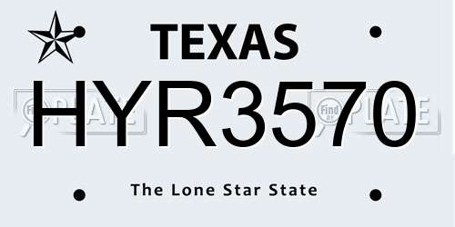HYR3570 Texas License Plate