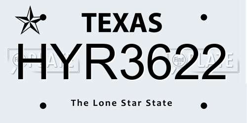 HYR3622 Texas License Plate