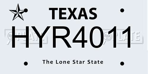 HYR4011 Texas License Plate