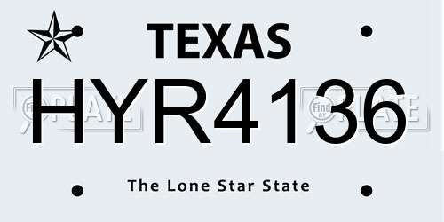 HYR4136 Texas License Plate